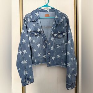 Judy Blue Cropped Star Patterned Denim Jacket size 2X